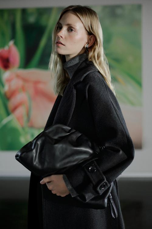  YÜN KARIŞIMLI KUŞAKLI KAŞE PALTO