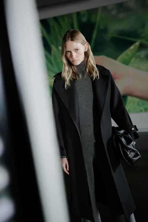  YÜN KARIŞIMLI KUŞAKLI KAŞE PALTO