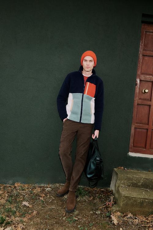  RENK BLOKLU FERMUARLI POLAR SWEATSHIRT