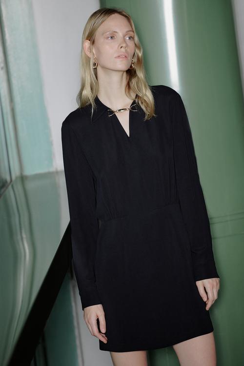  YAKA DETAYLI MİNİ GÖMLEK ELBİSE