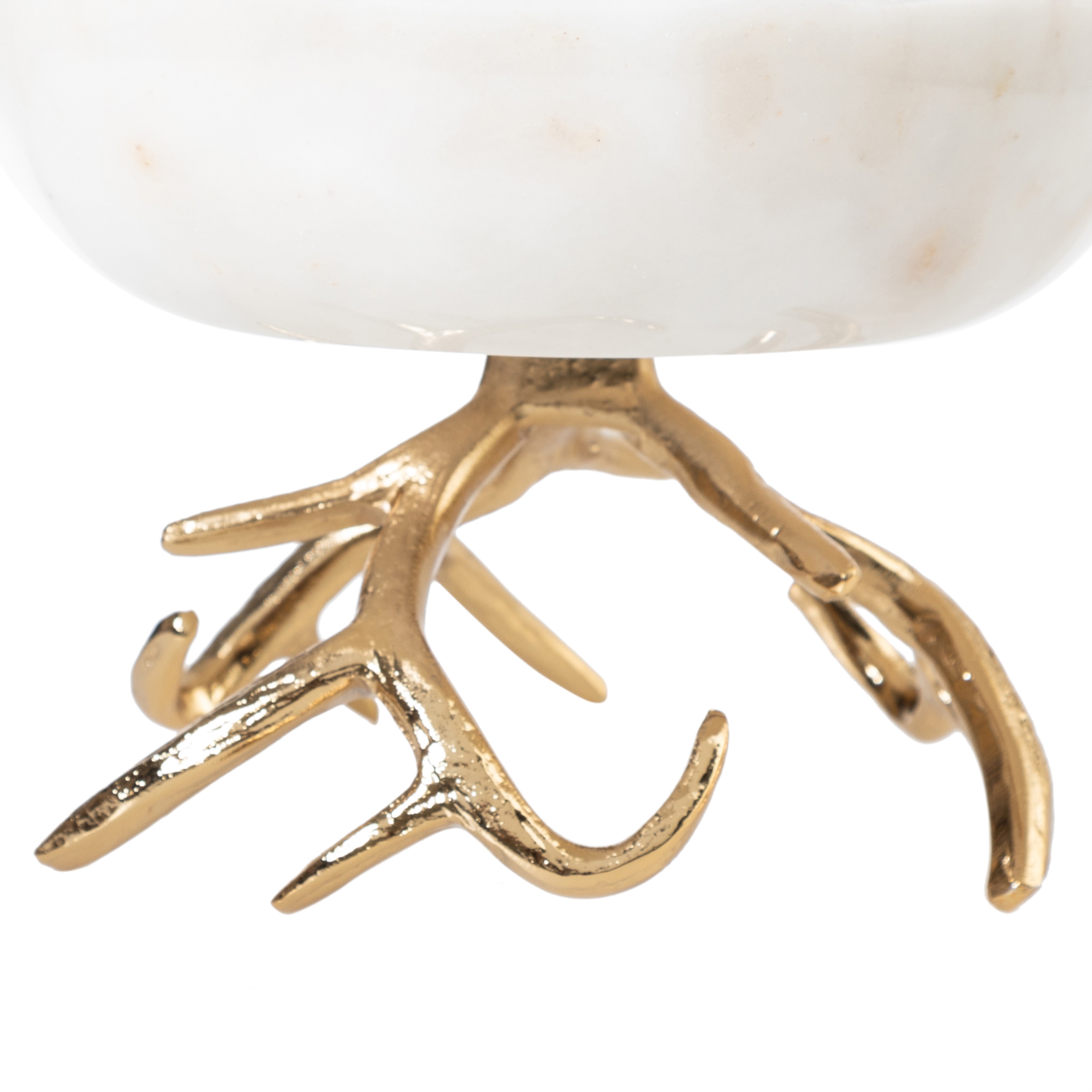 BOYNUZ AYAKLI DEKORATİF KASE BEYAZ 20X6CM