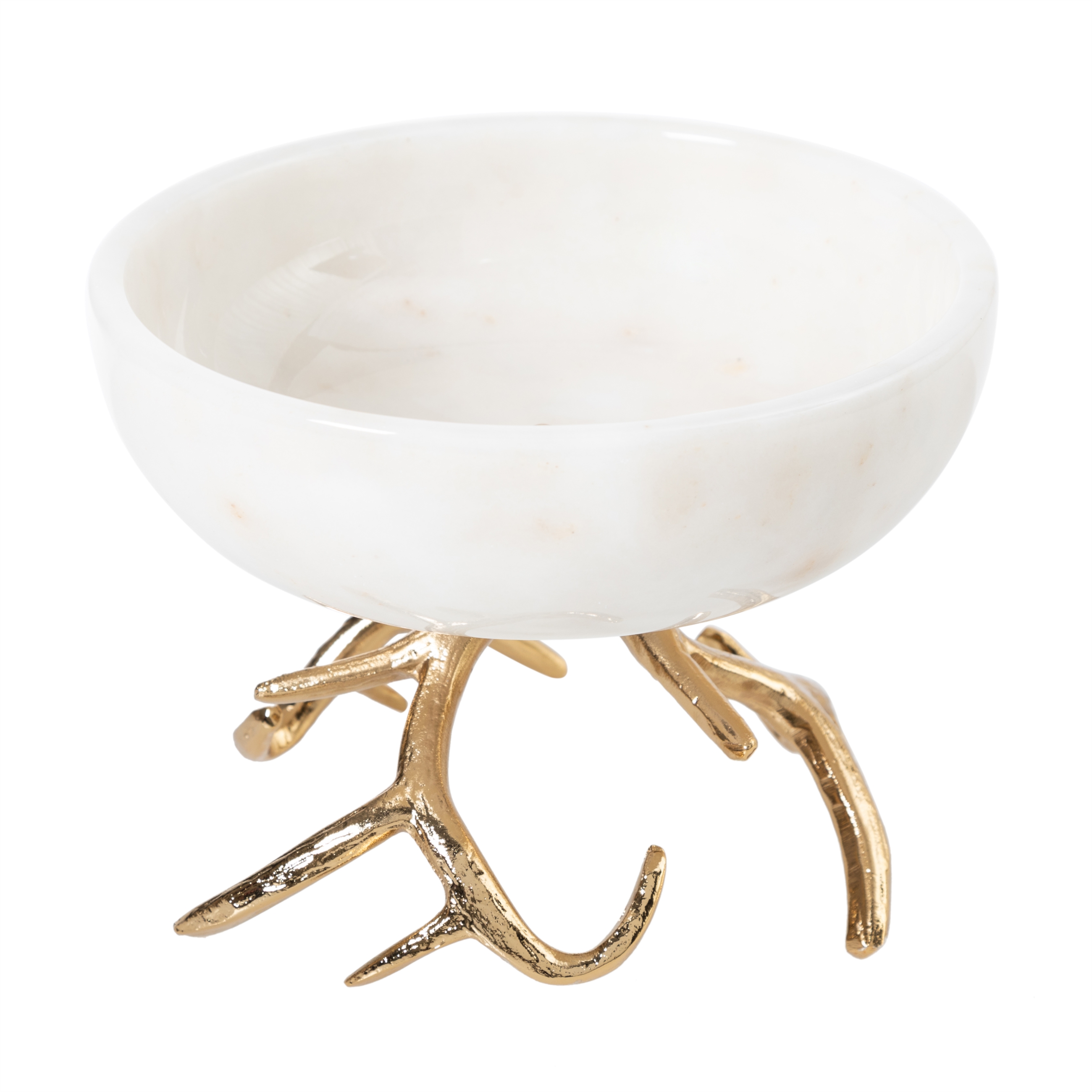 BOYNUZ AYAKLI DEKORATİF KASE BEYAZ 20X6CM