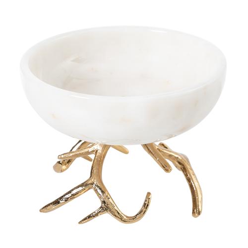  BOYNUZ AYAKLI DEKORATİF KASE BEYAZ 20X6CM