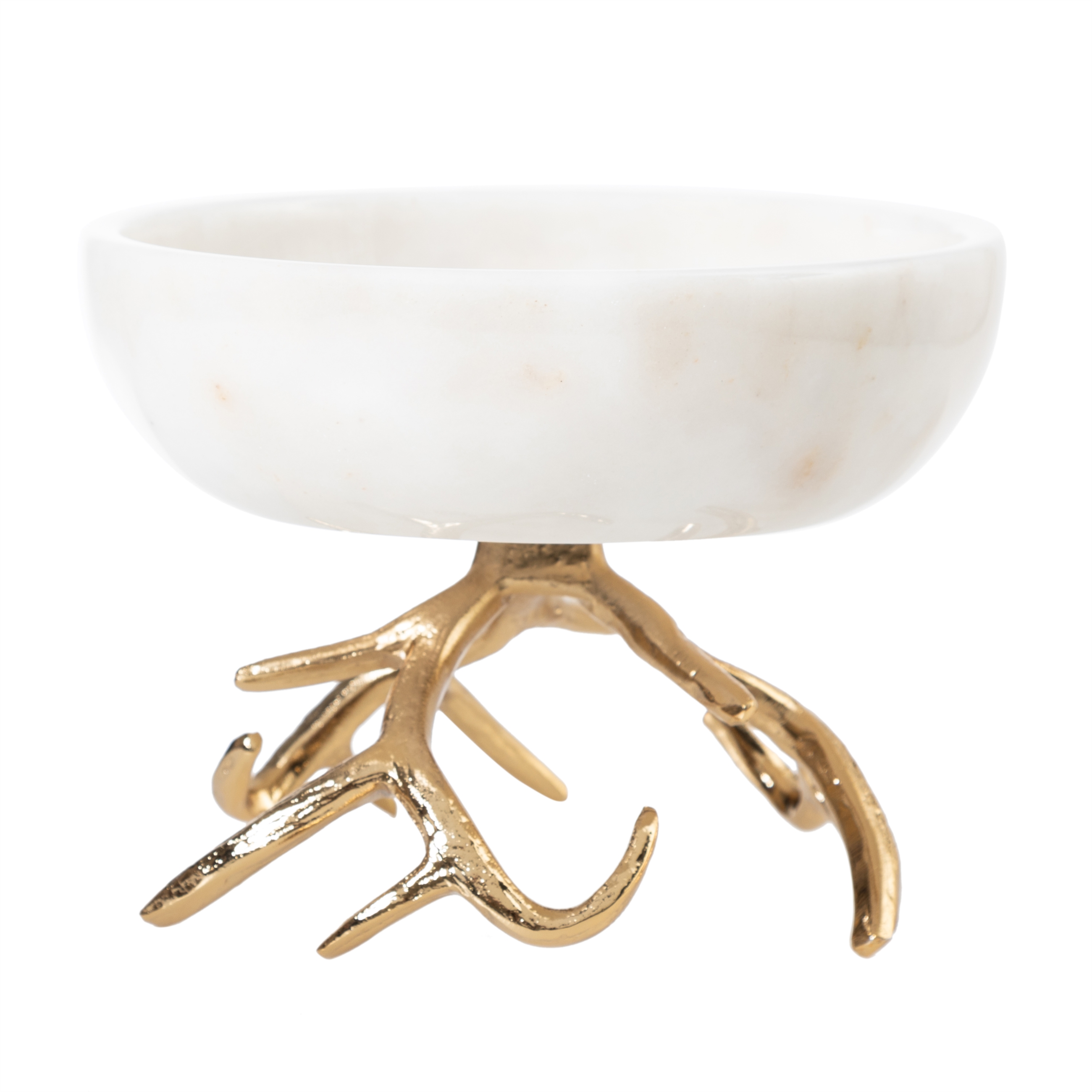 BOYNUZ AYAKLI DEKORATİF KASE BEYAZ 20X6CM