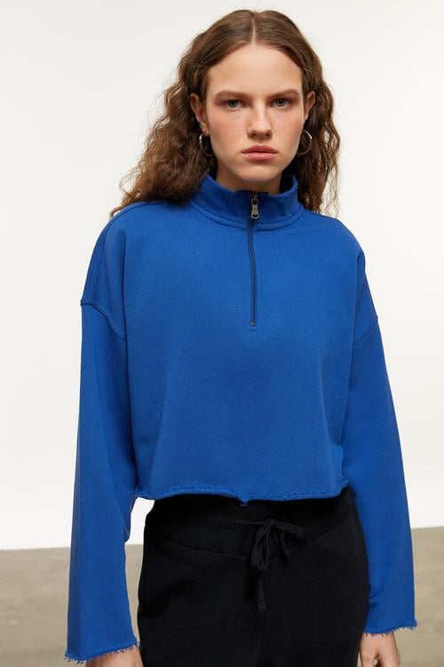  DİK YAKA YARIM FERMUARLI SWEATSHIRT