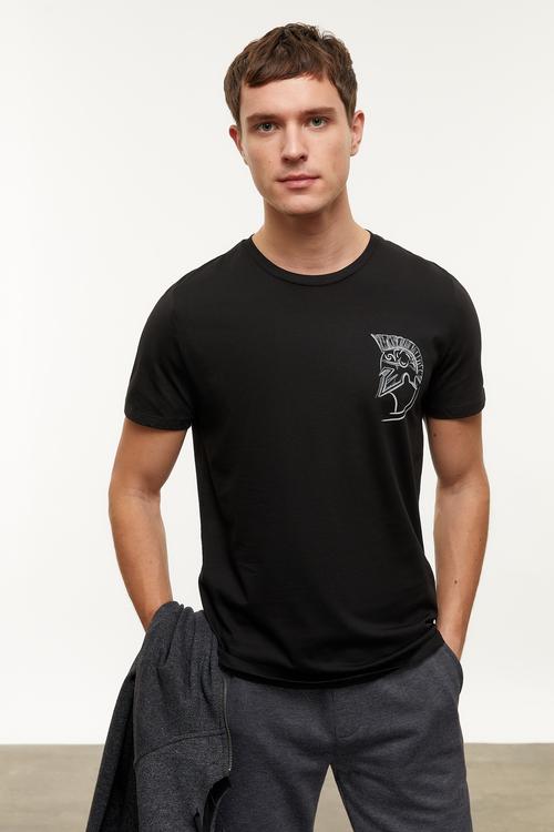  BASKILI KISA KOLLU T-SHIRT