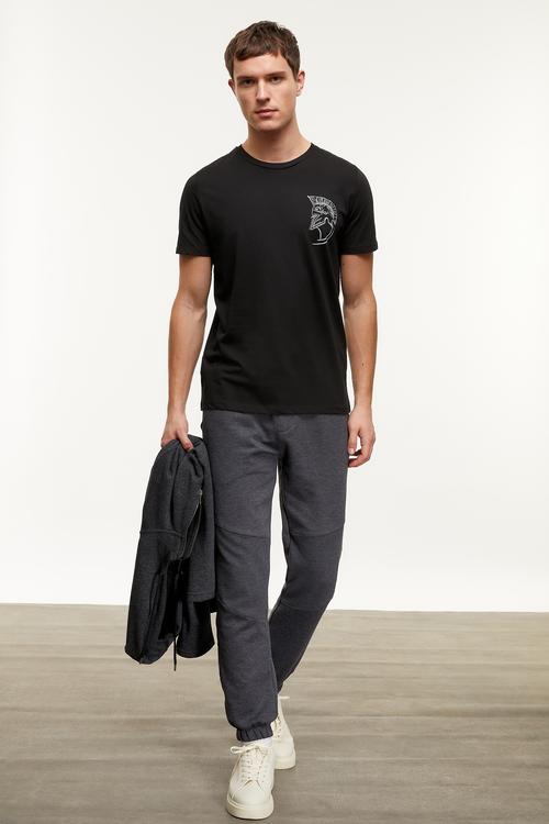  BASKILI KISA KOLLU T-SHIRT