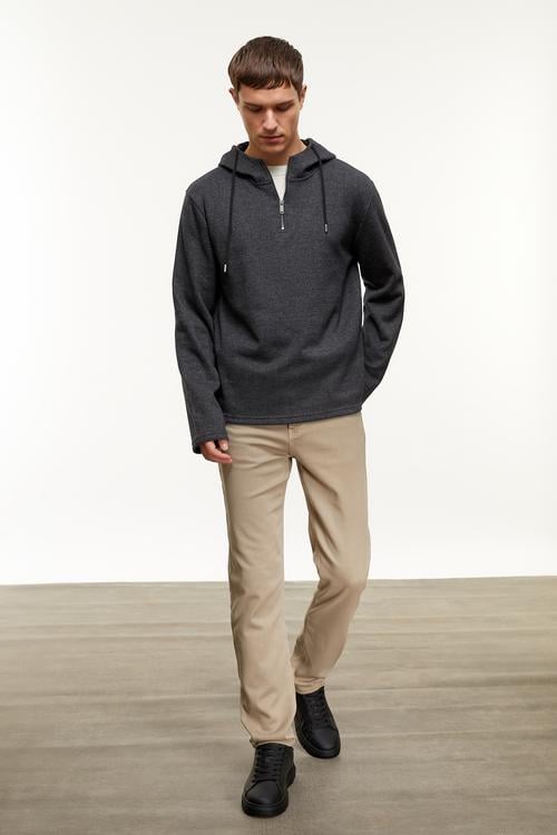  FERMUAR DETAYLI KAPÜŞONLU SWEATSHIRT