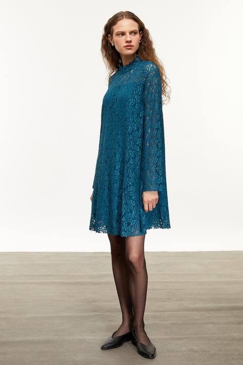 DANTELLİ A FORM MİNİ ELBİSE