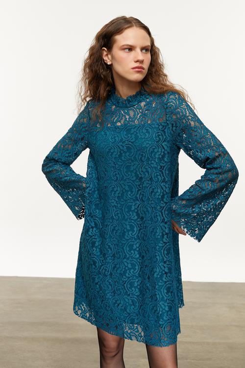 DANTELLİ A FORM MİNİ ELBİSE