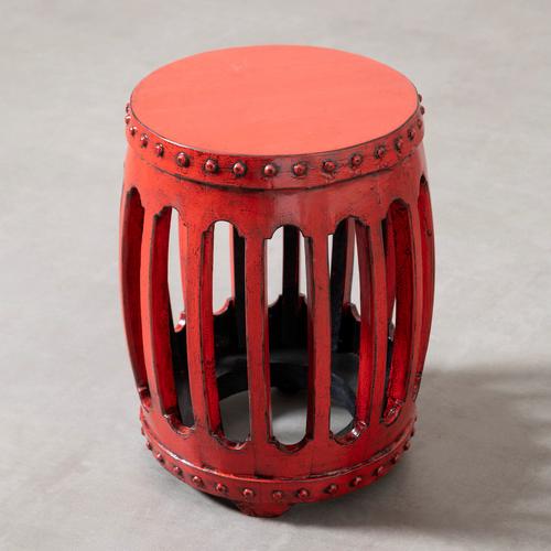  HUAN ESKİTME AHŞAP TABURE KIRMIZI