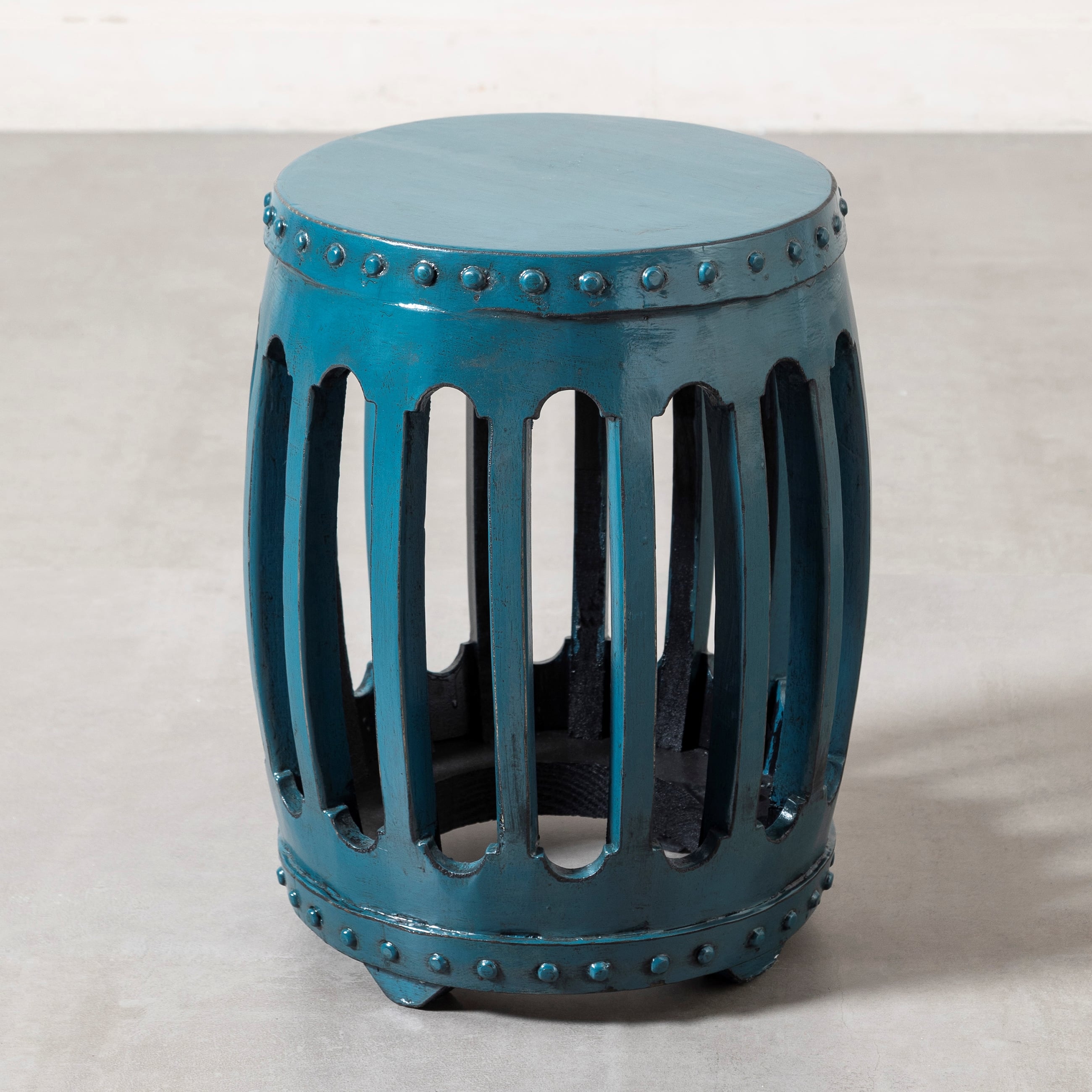 HUAN ESKİTME AHŞAP TABURE MAVİ