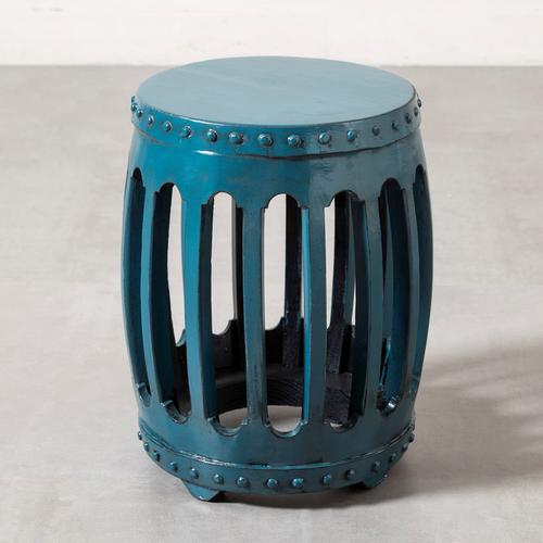  HUAN ESKİTME AHŞAP TABURE MAVİ