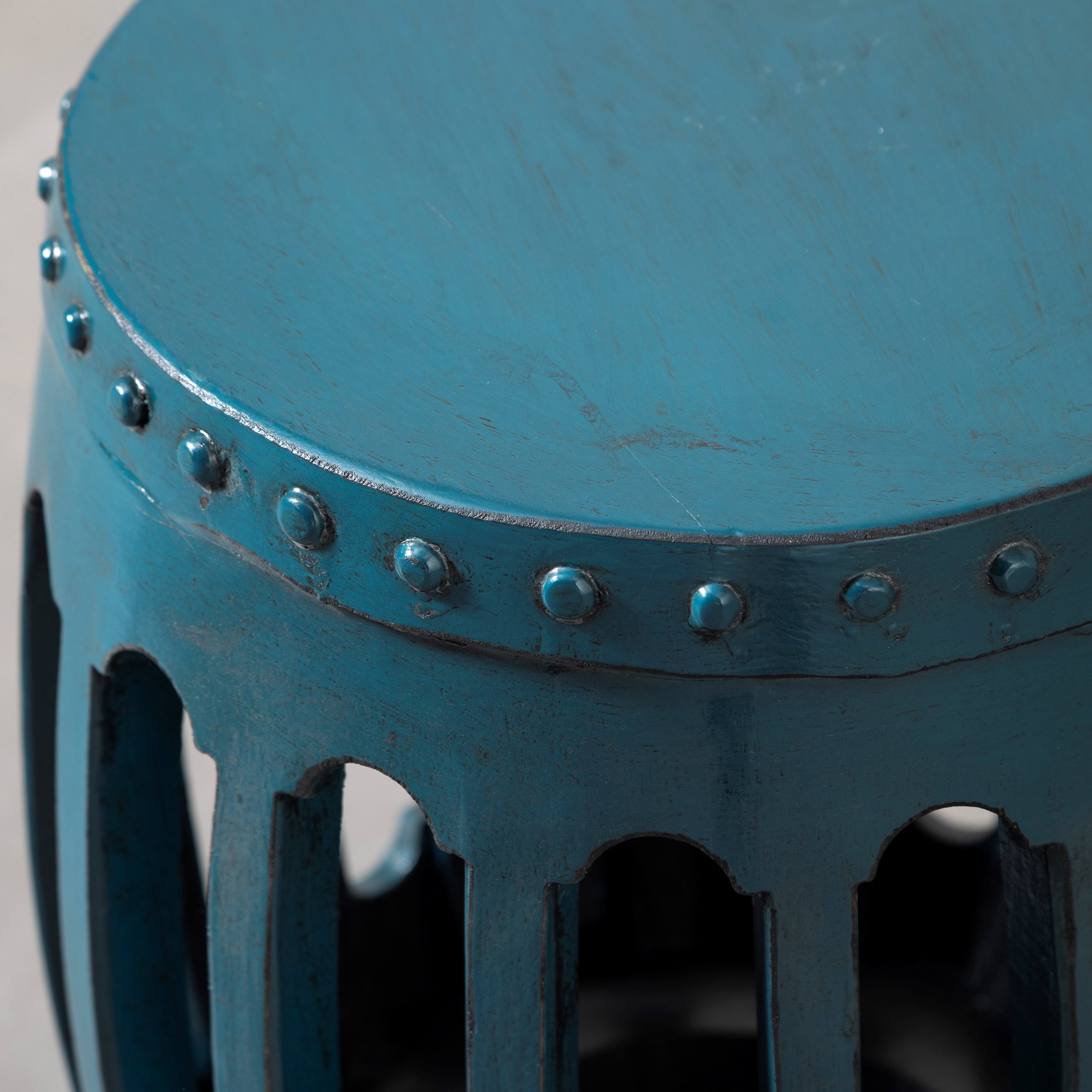 HUAN ESKİTME AHŞAP TABURE MAVİ