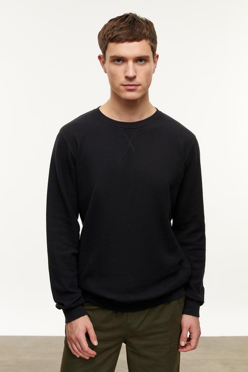  DOKULU BİSİKLET YAKA SWEATSHIRT