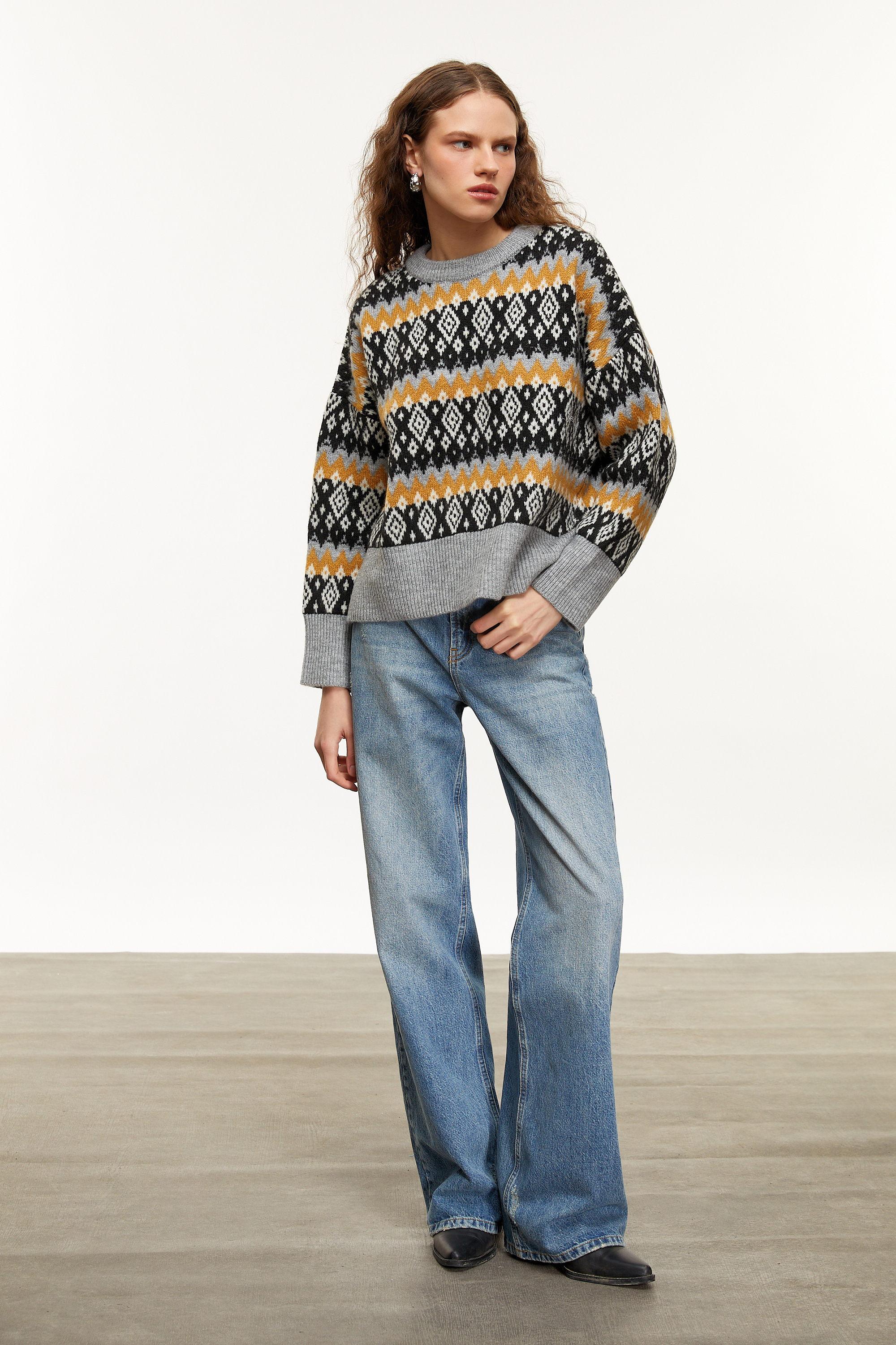 JAKARLI BİSİKLET YAKA TRİKO KAZAK