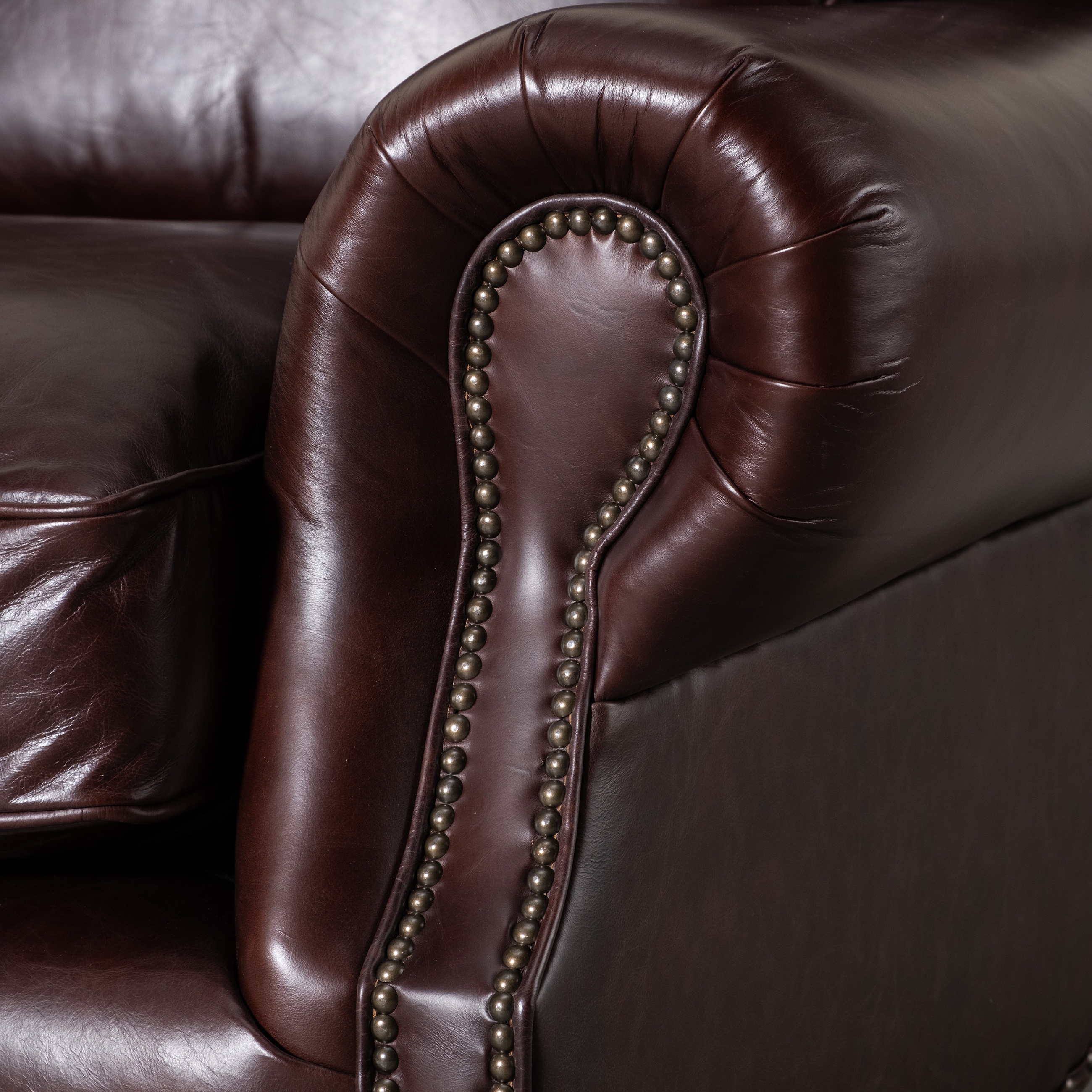 BALMORAL ÜÇLÜ DERİ KOLTUK KIZIL KAHVE