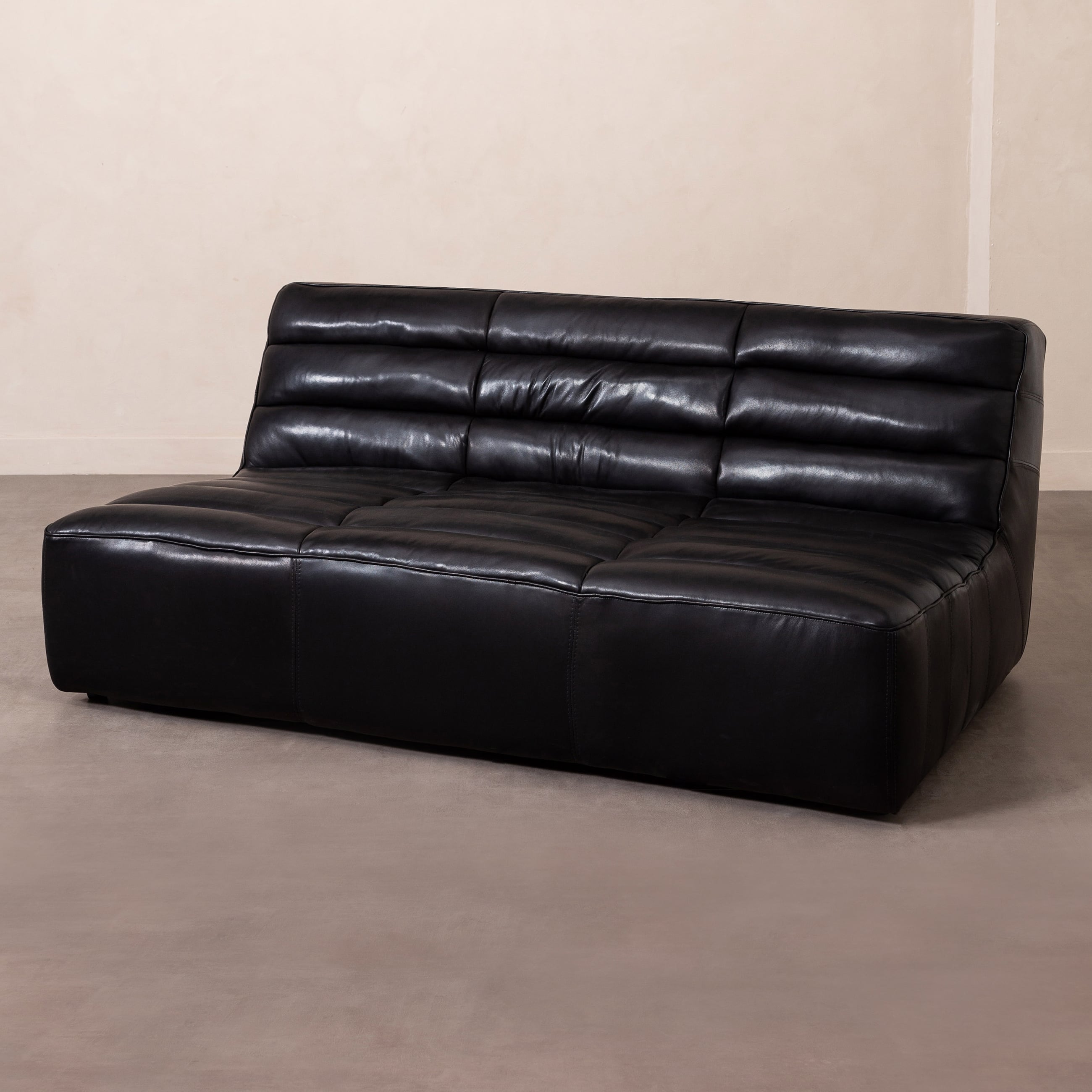 SHABBY ÜÇLÜ DERİ KOLTUK SİYAH