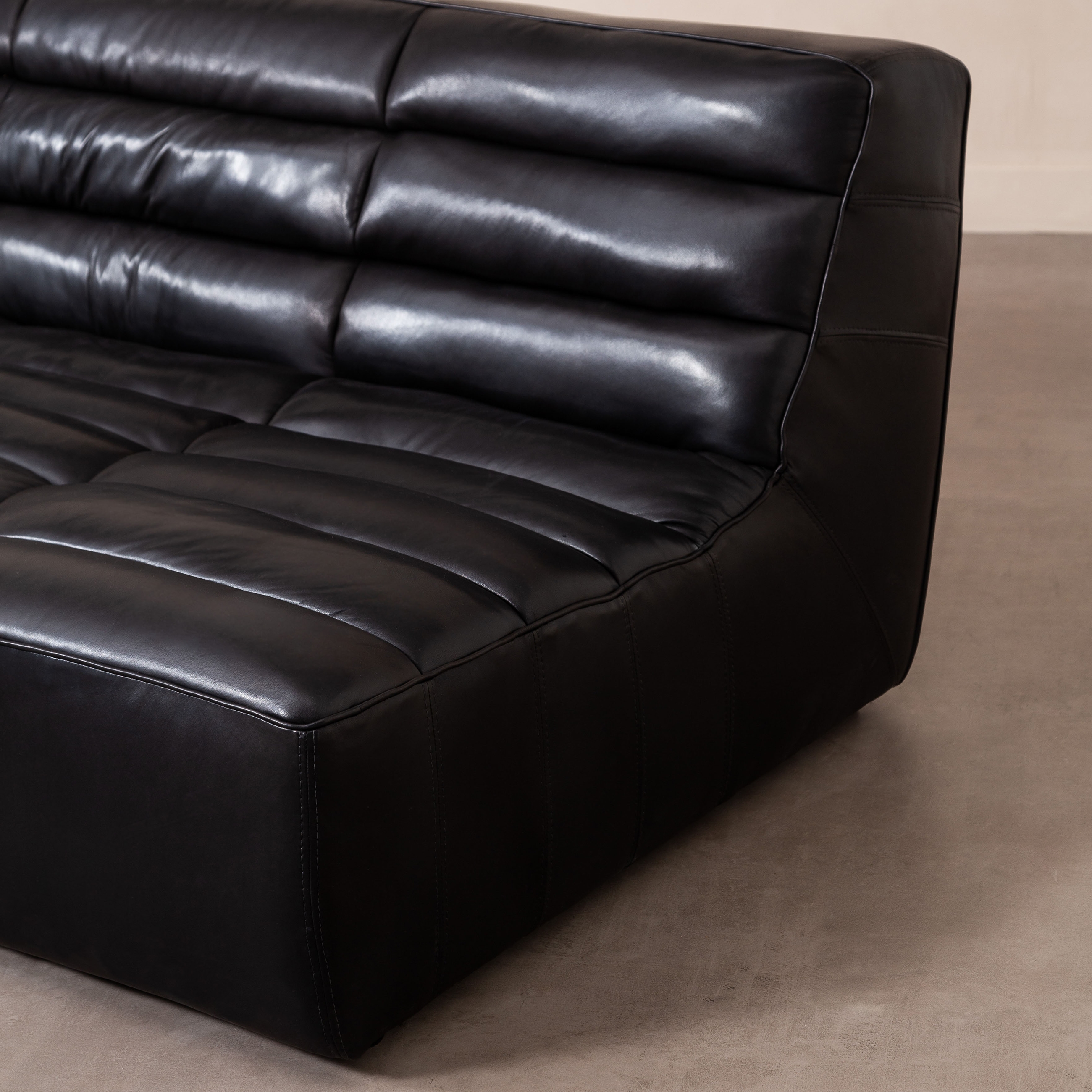 SHABBY ÜÇLÜ DERİ KOLTUK SİYAH