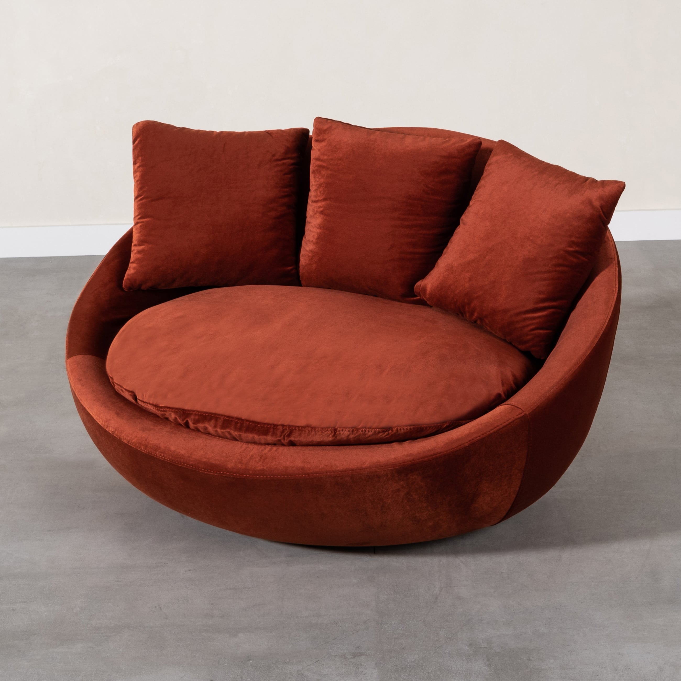 LOVELY KİREMİT KADİFE DÖNER KOLTUK