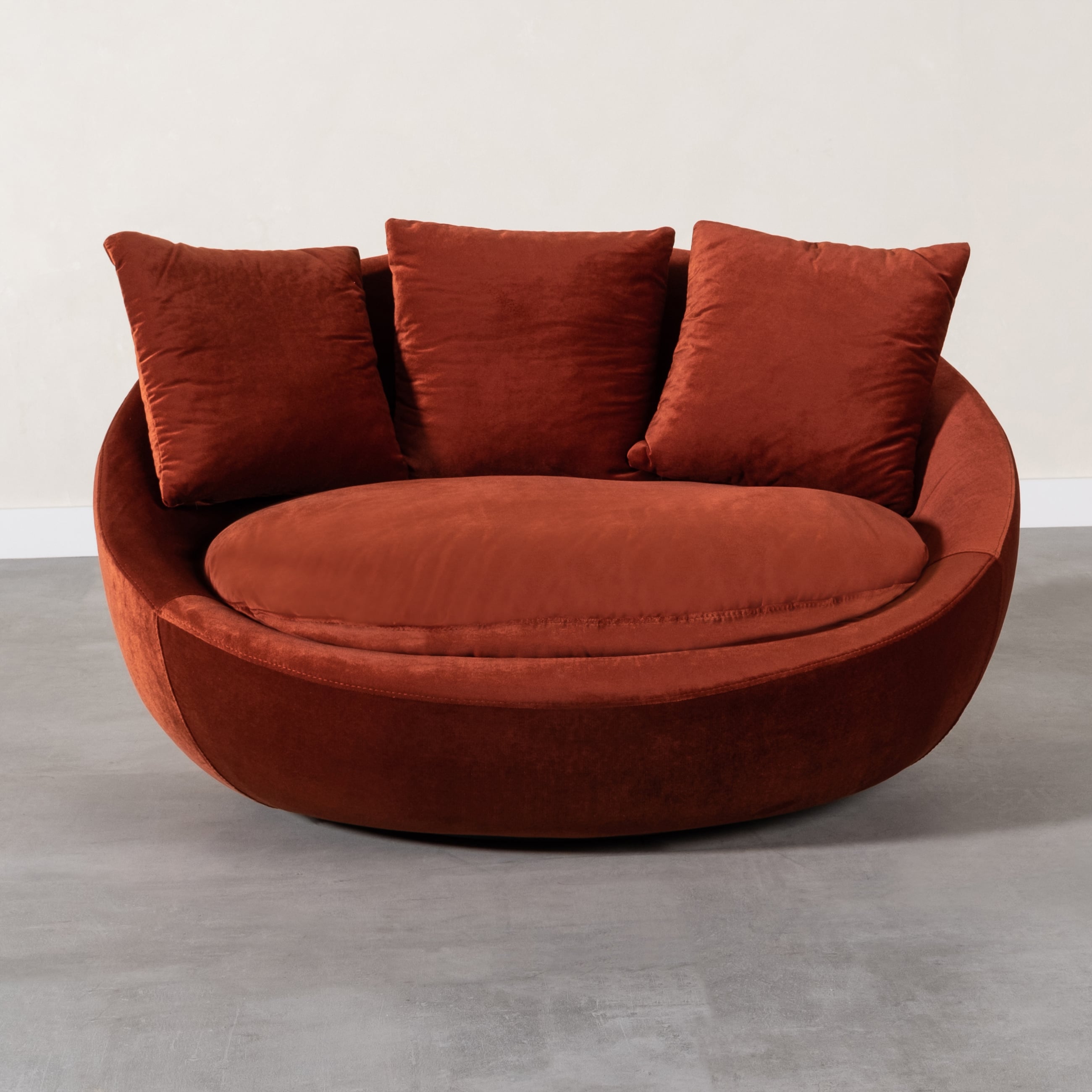 LOVELY KİREMİT KADİFE DÖNER KOLTUK