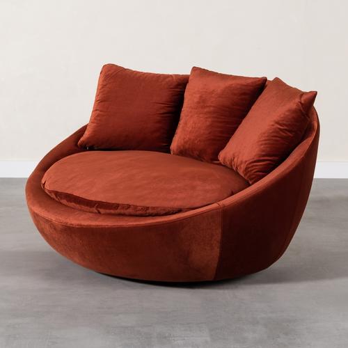  LOVELY KİREMİT KADİFE DÖNER KOLTUK