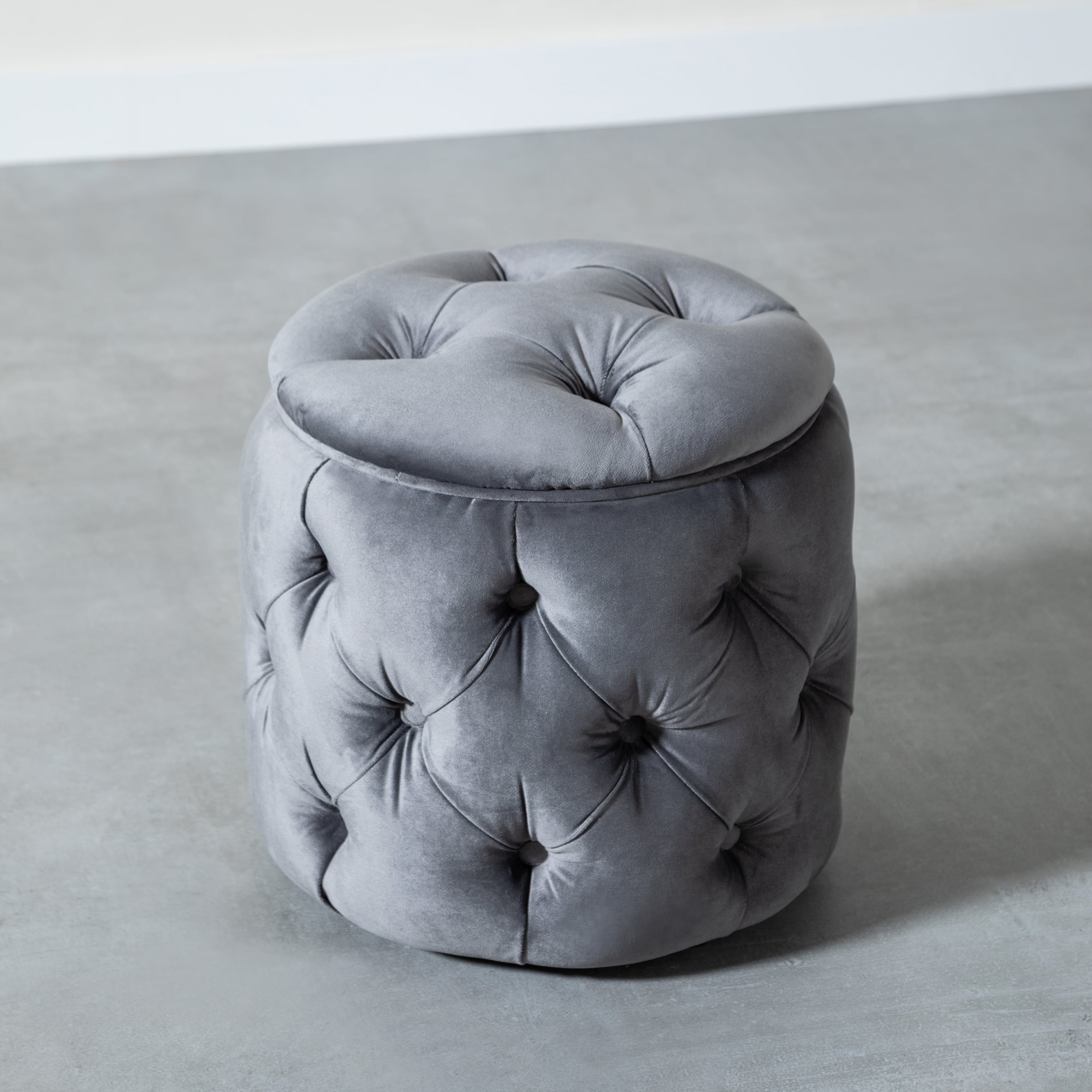 EVRON KADİFE PUF GRİ