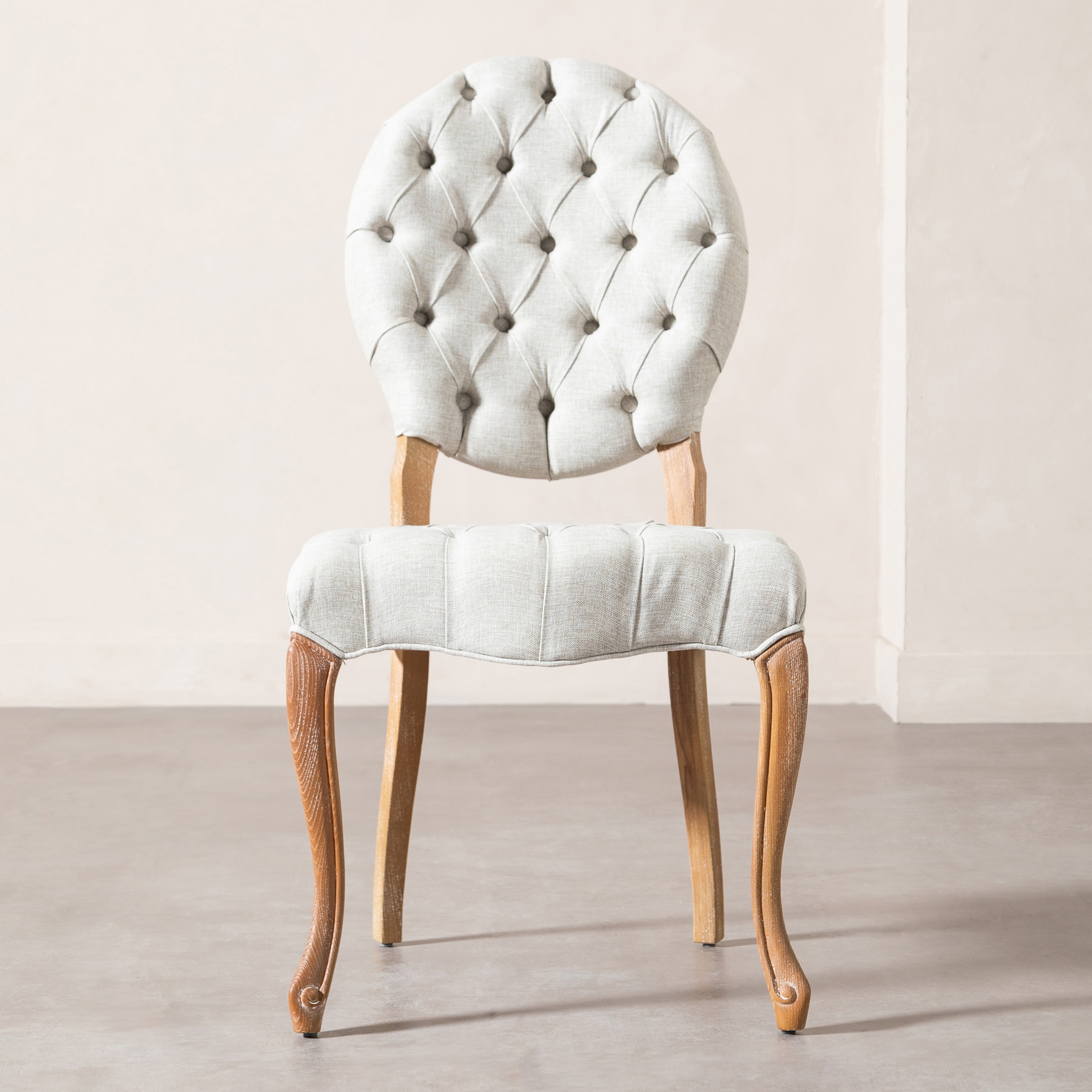 MEDALLION KAPİTONELİ MASİF AHŞAP SANDALYE BEJ