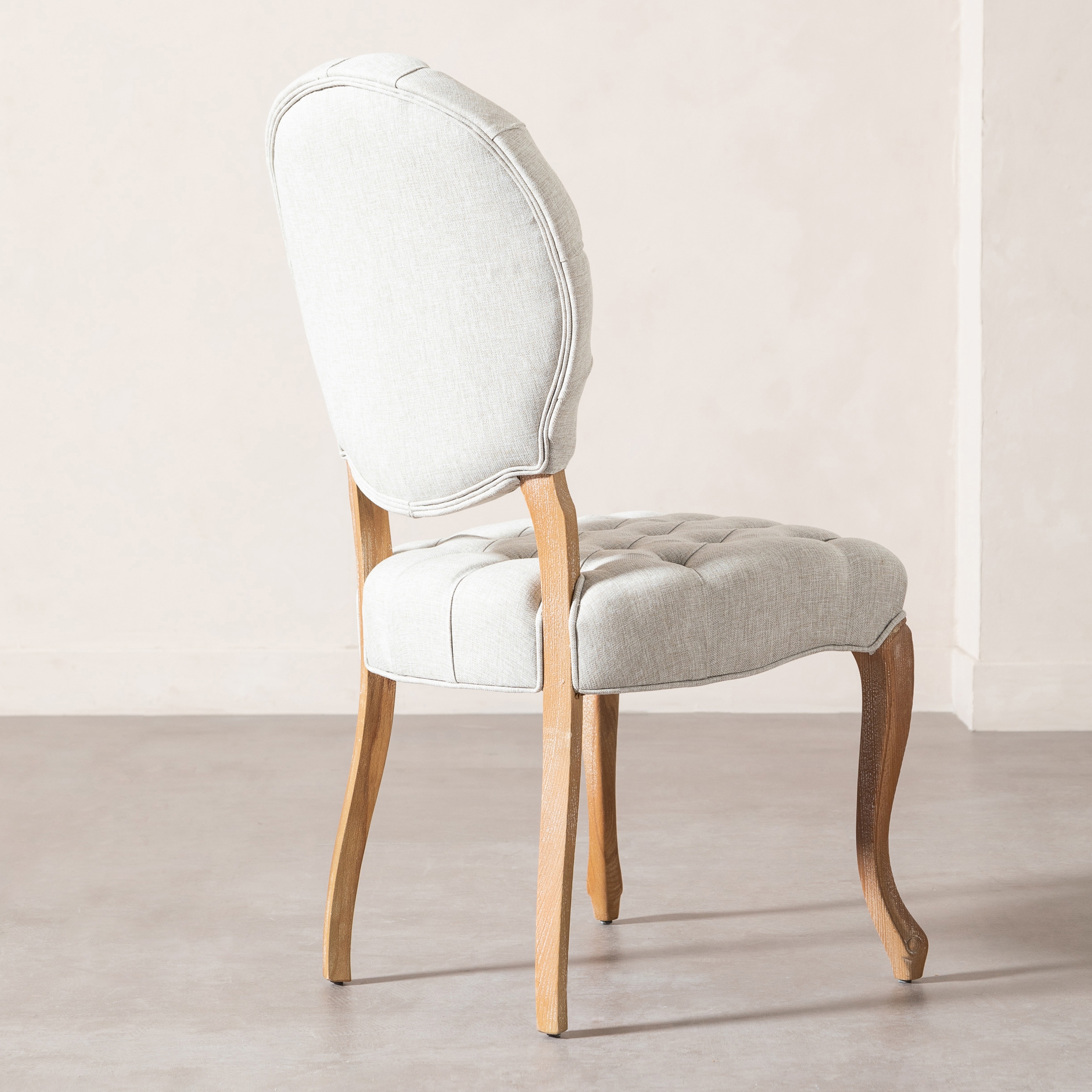 MEDALLION KAPİTONELİ MASİF AHŞAP SANDALYE BEJ