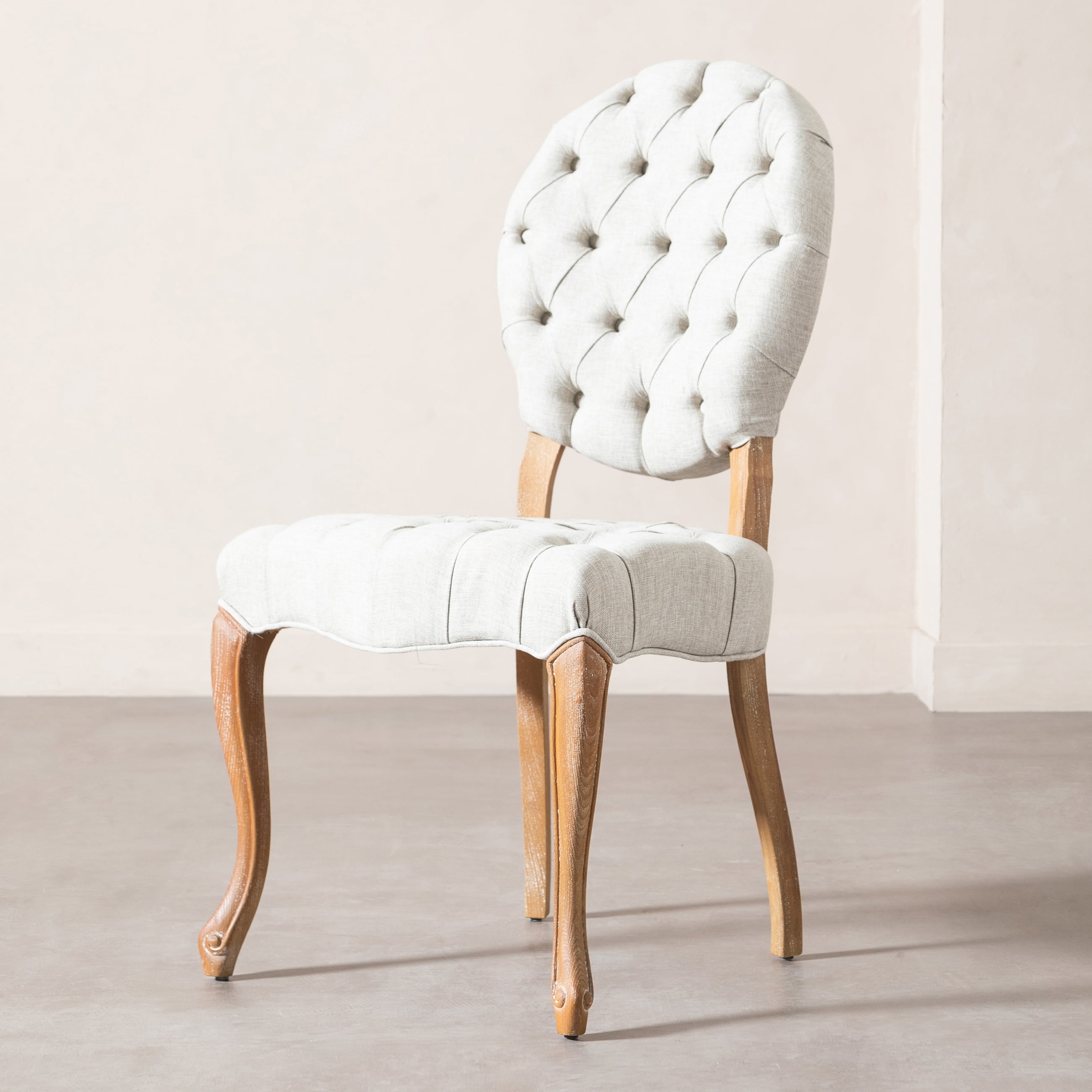 MEDALLION KAPİTONELİ MASİF AHŞAP SANDALYE BEJ