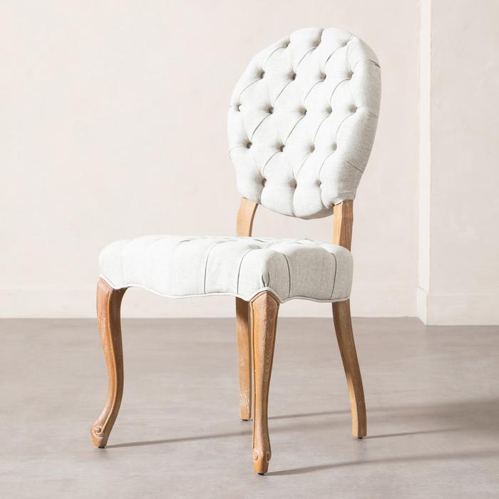 MEDALLION KAPİTONELİ MASİF AHŞAP SANDALYE BEJ