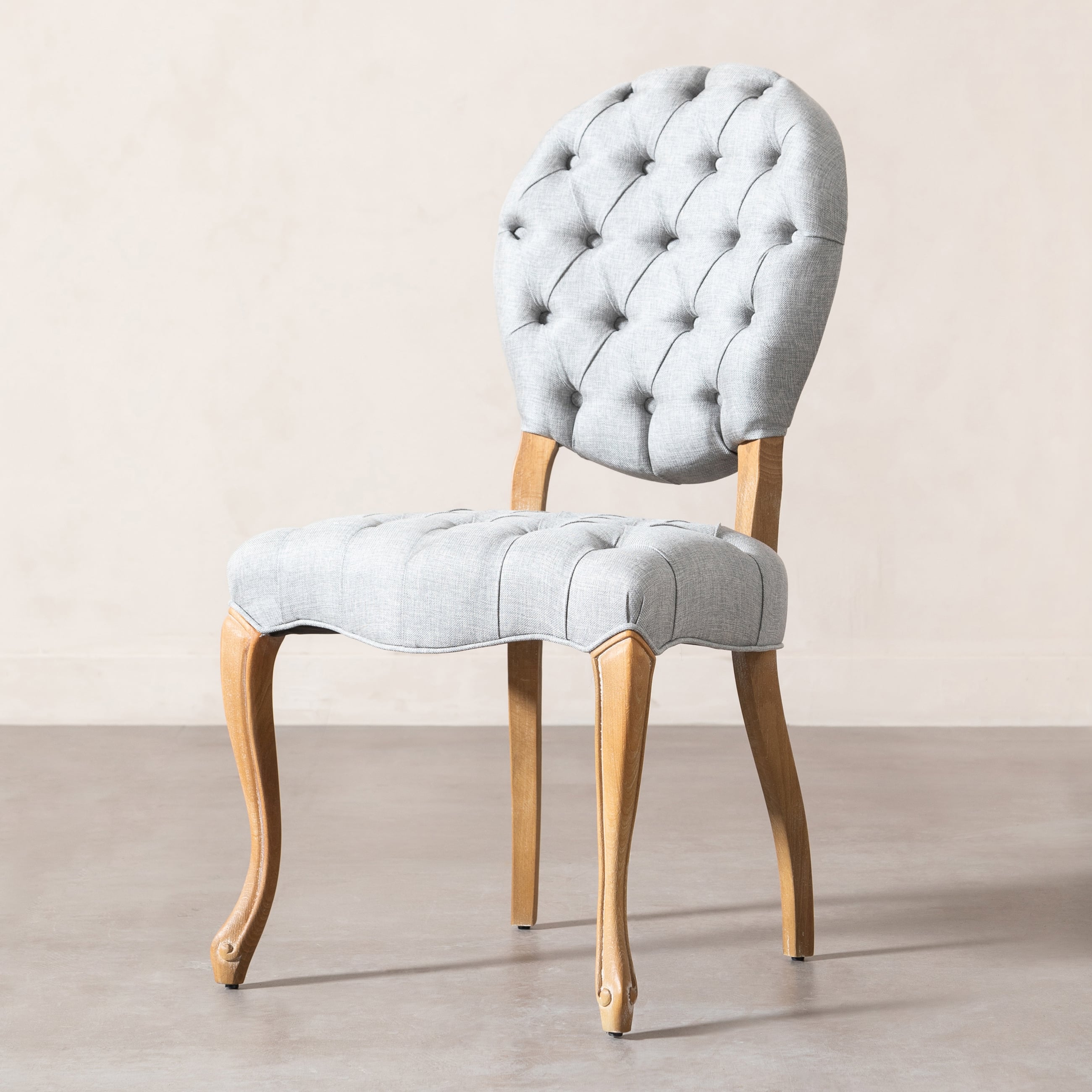 MEDALLION KAPİTONELİ MASİF AHŞAP SANDALYE GRİ