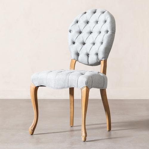 MEDALLION KAPİTONELİ MASİF AHŞAP SANDALYE GRİ