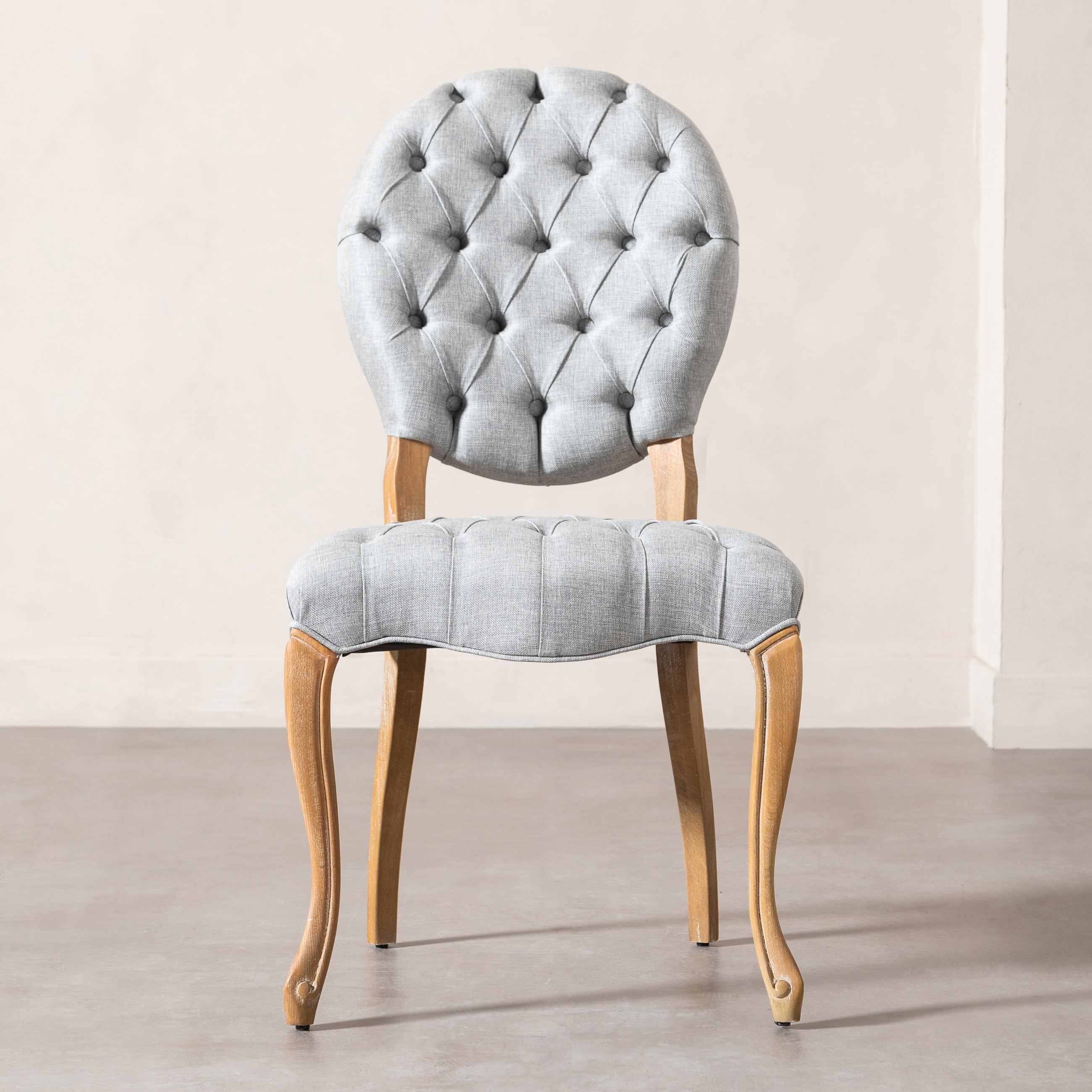 MEDALLION KAPİTONELİ MASİF AHŞAP SANDALYE GRİ