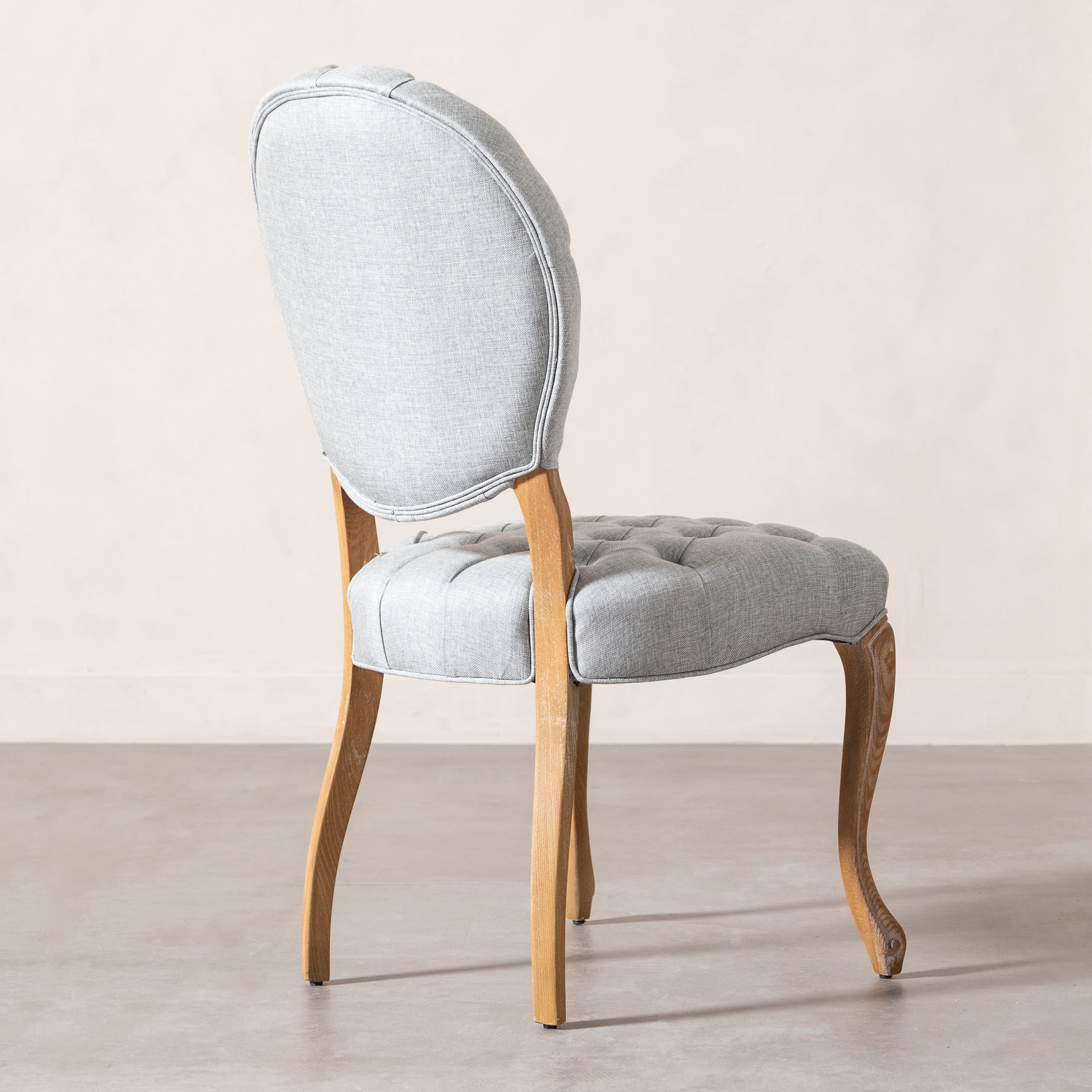 MEDALLION KAPİTONELİ MASİF AHŞAP SANDALYE GRİ