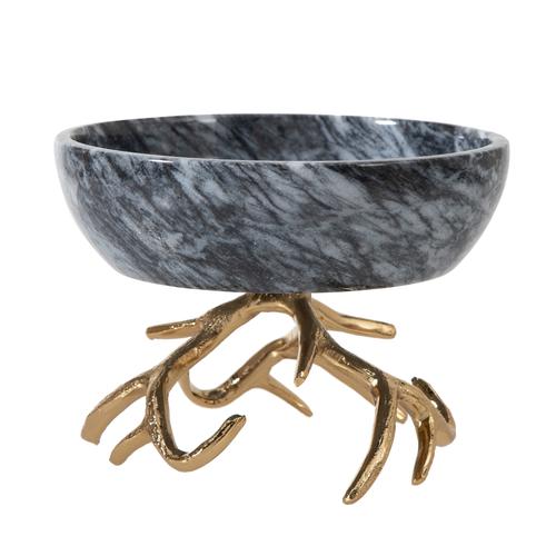  BOYNUZ AYAKLI DEKORATİF KASE SİYAH 20X6CM