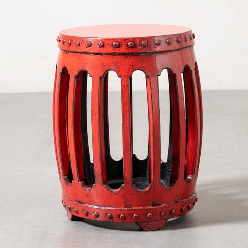  HUAN ESKİTME AHŞAP TABURE KIRMIZI