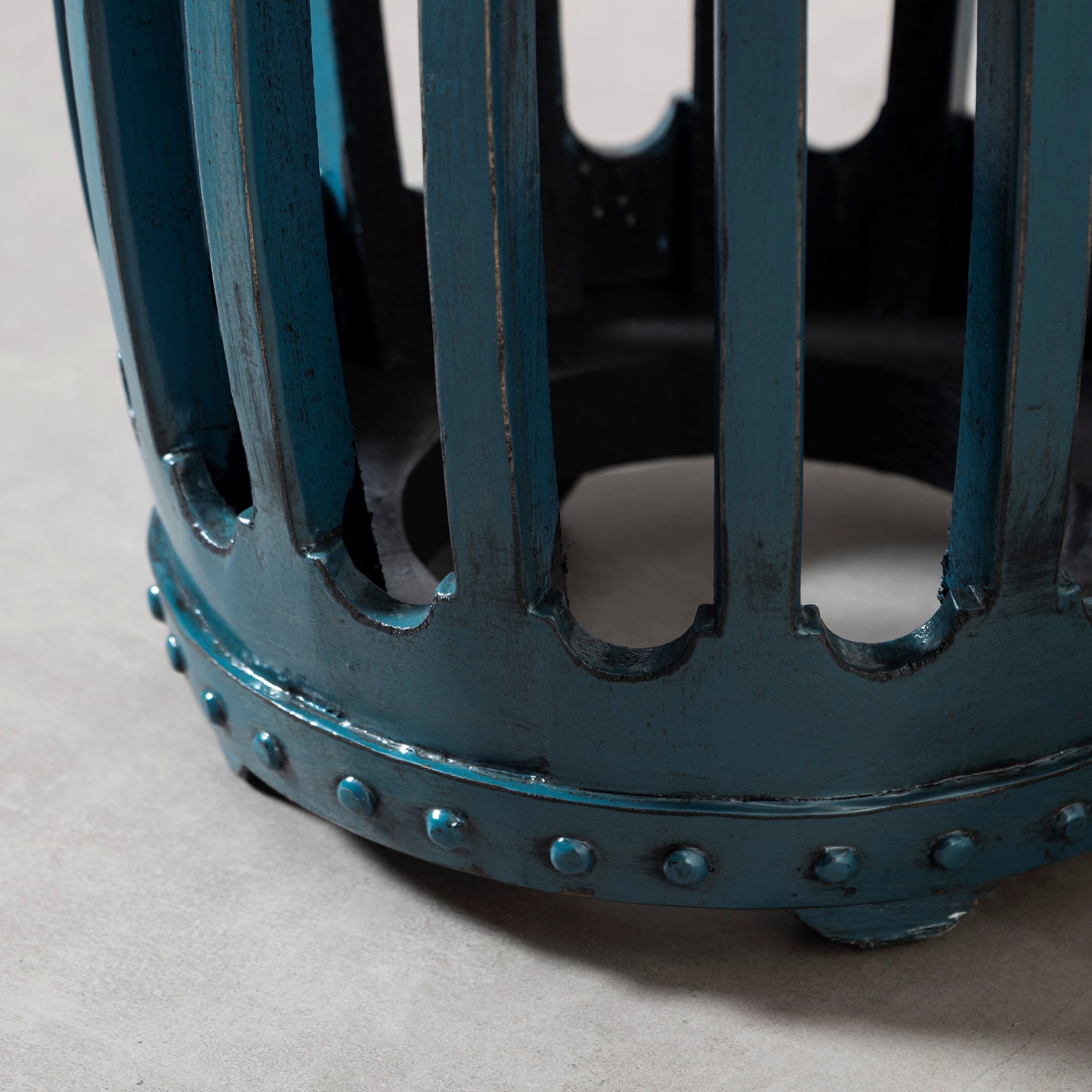 HUAN ESKİTME AHŞAP TABURE MAVİ