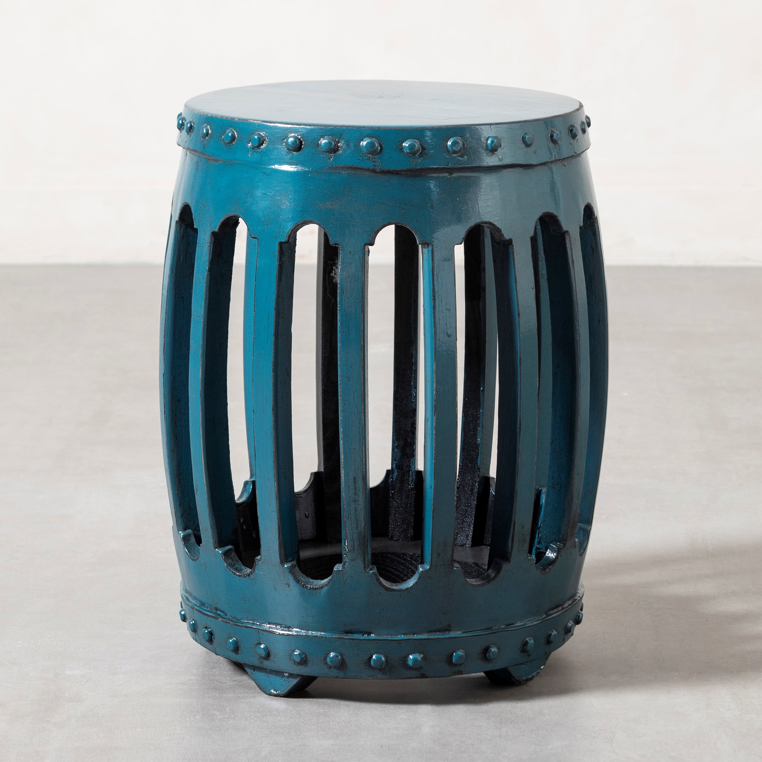 HUAN ESKİTME AHŞAP TABURE MAVİ