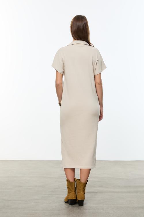  POLO YAKA UZUN ELBİSE