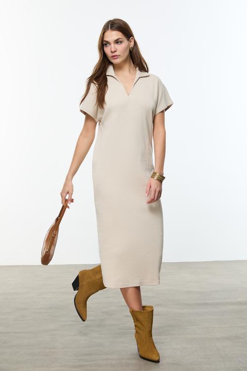  POLO YAKA UZUN ELBİSE