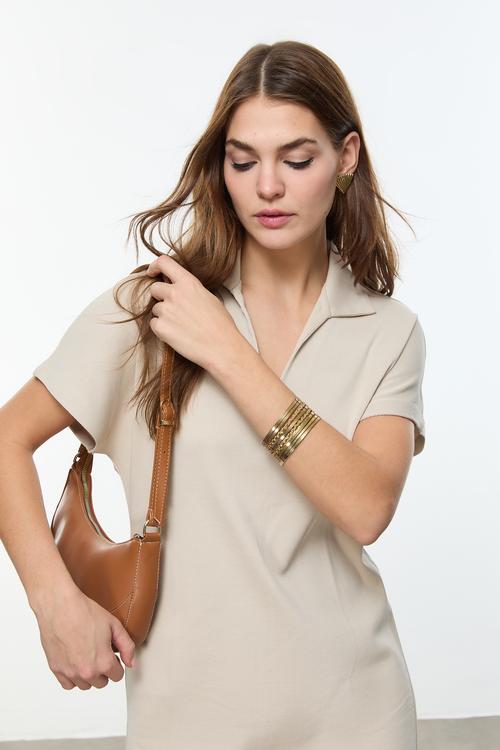  POLO YAKA UZUN ELBİSE