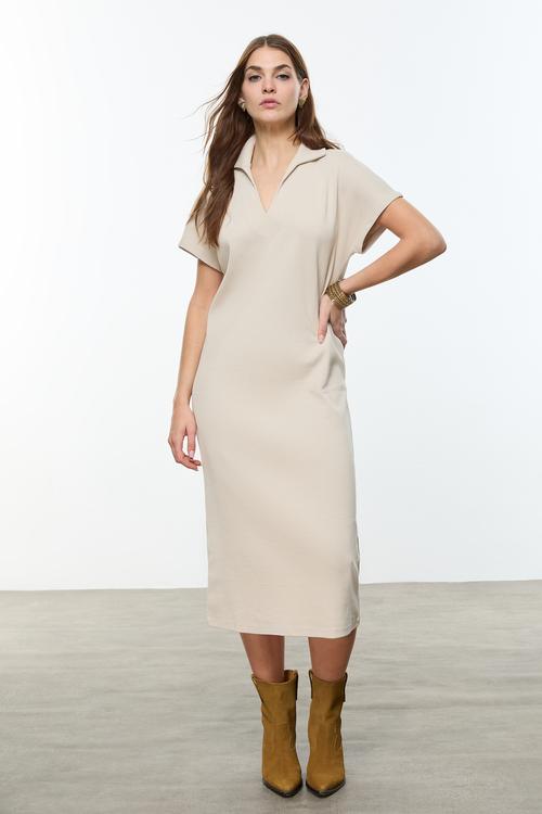  POLO YAKA UZUN ELBİSE