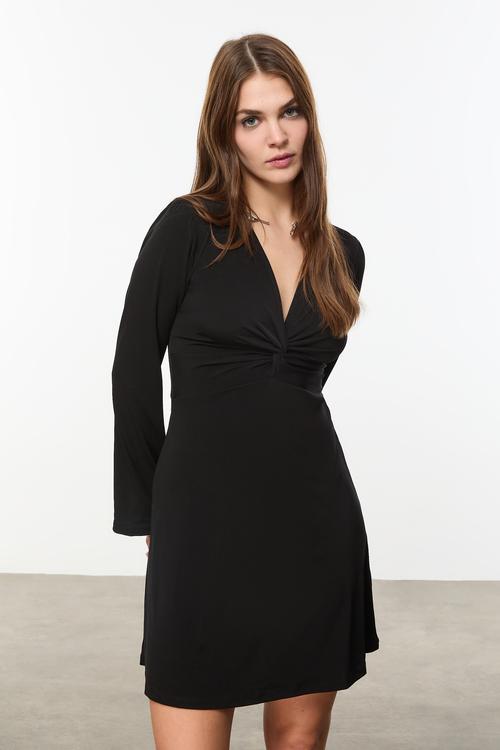  DÜĞÜM DETAYLI A FORM MİNİ ELBİSE