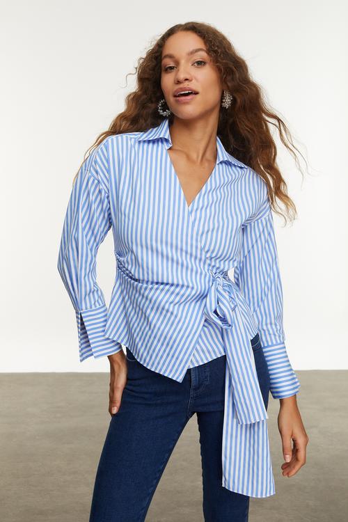  ÇİZGİLİ KRUVAZE SMART BLUZ