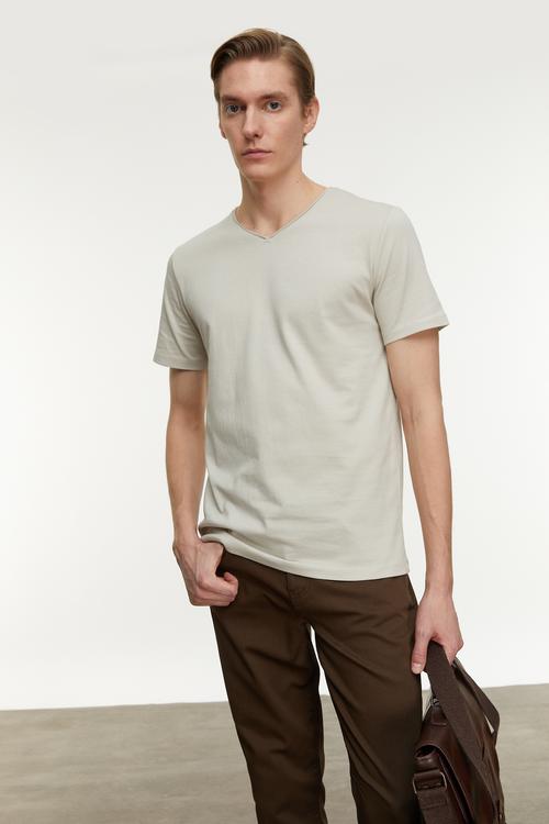  V YAKA KISA KOLLU T-SHIRT
