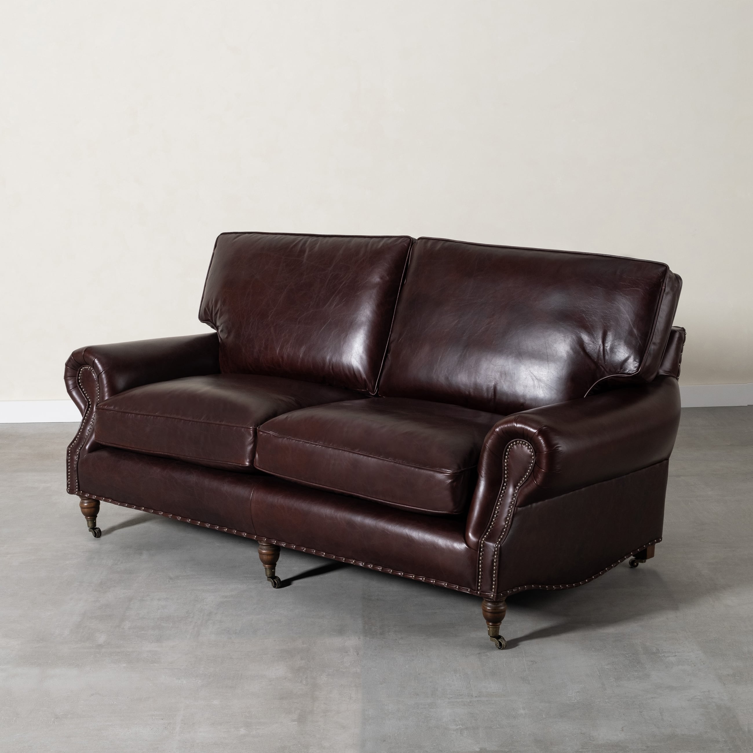 BALMORAL ÜÇLÜ DERİ KOLTUK KIZIL KAHVE