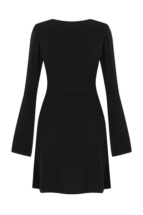  DÜĞÜM DETAYLI A FORM MİNİ ELBİSE