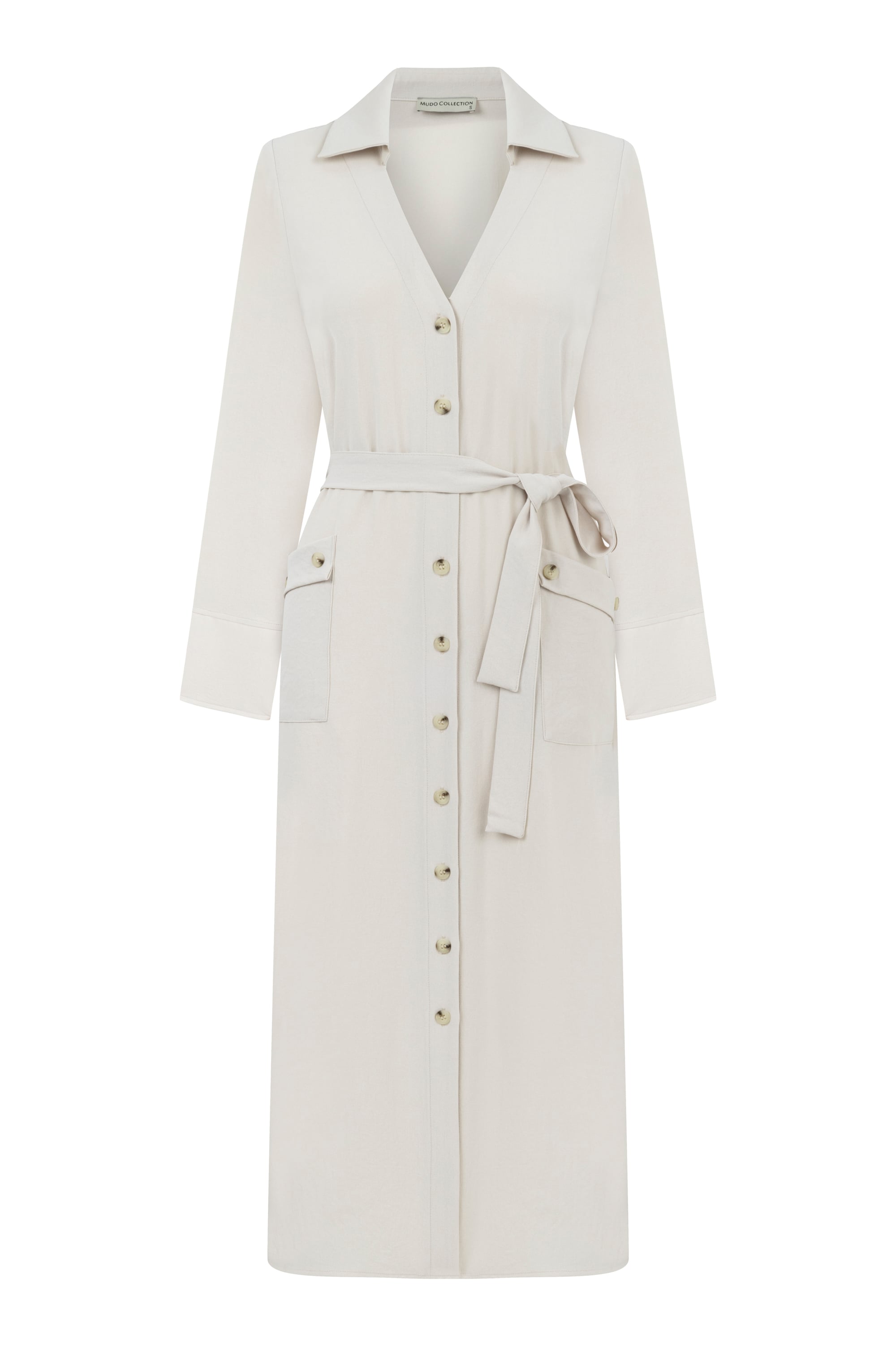 KUŞAKLI UZUN GÖMLEK ELBİSE