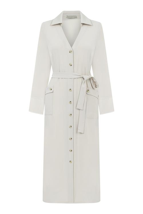  KUŞAKLI UZUN GÖMLEK ELBİSE